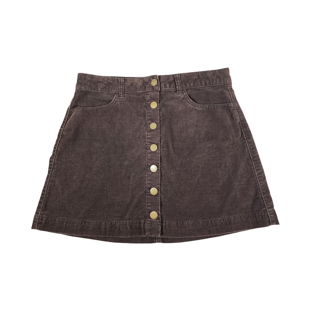 Boutique XXI Vintage Y2k Brown Corduroy‎ Button Front Mini Skirt Size 27.